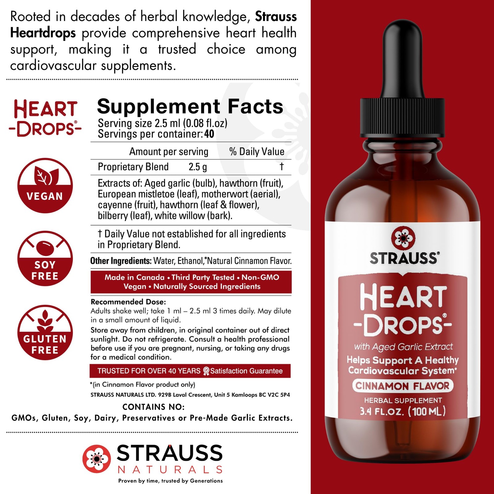 Heartdrops Herbal Supplements, Mistletoe Aged Garlic, 3.4 fl oz, Cinnamon