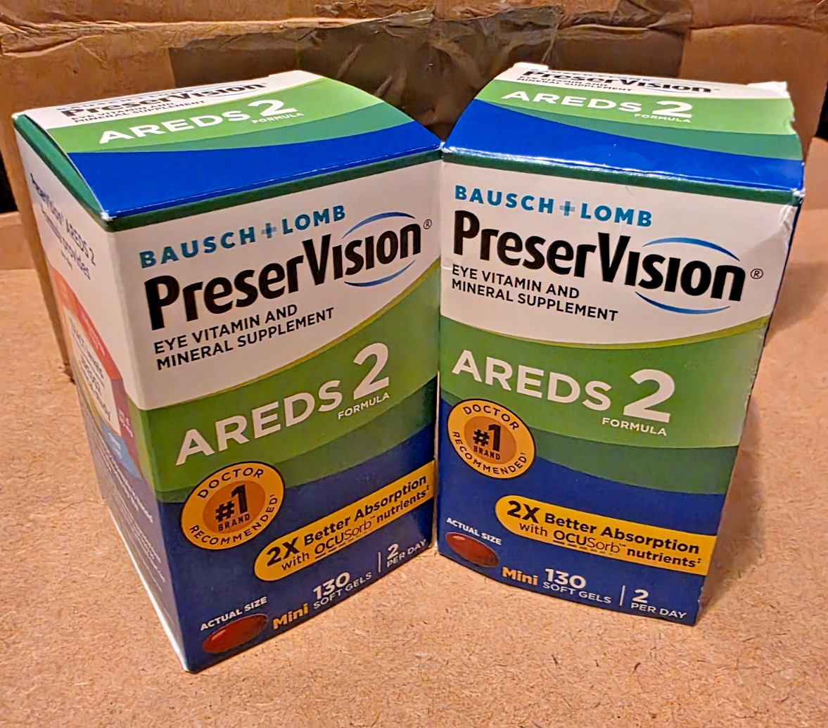 Lot of 2 Bausch+Lomb ~ PreserVision AREDS 2 Formula ~ 130 Soft gels Exp 12/27