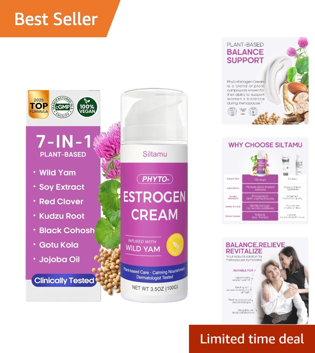 Hydrating Estrogen Cream for Women – Pueraria Mirifica Skin Firming, 3.5 oz