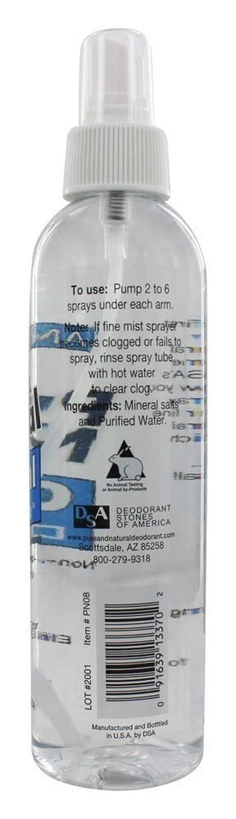 Thai Deodorant Stone Pure & Natural Crystal Pump, Deodorant Mist – 8 Oz