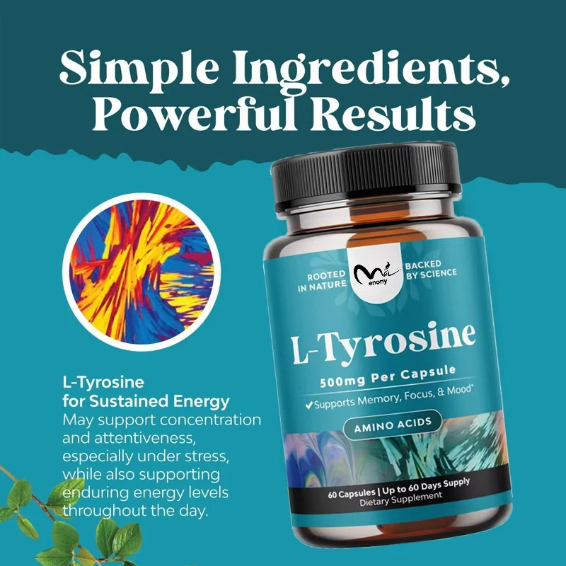Complément L-tyrosine 500 mg capsules végétariennes mémoire concentration 60 pcs