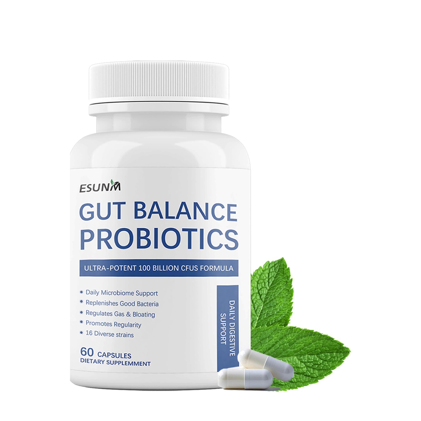 ESUNM 100 Billion Probiotics – For Digestive & Gut Health Supplement – 60ct