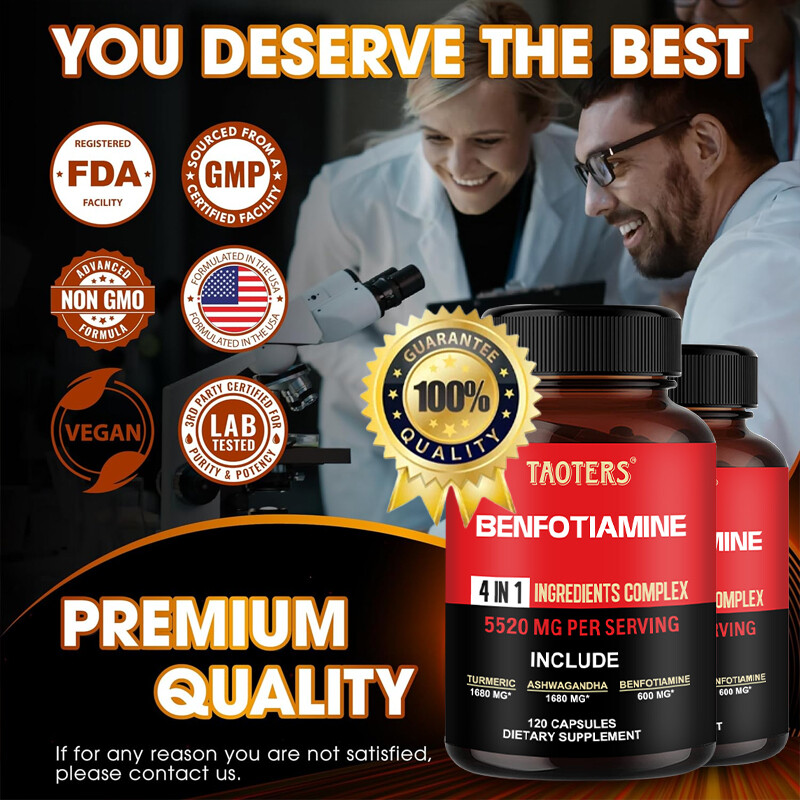 Contains 600 Mg Benfotiamine and 140mg Curcumin Per Serving |Vegetarian Capsules