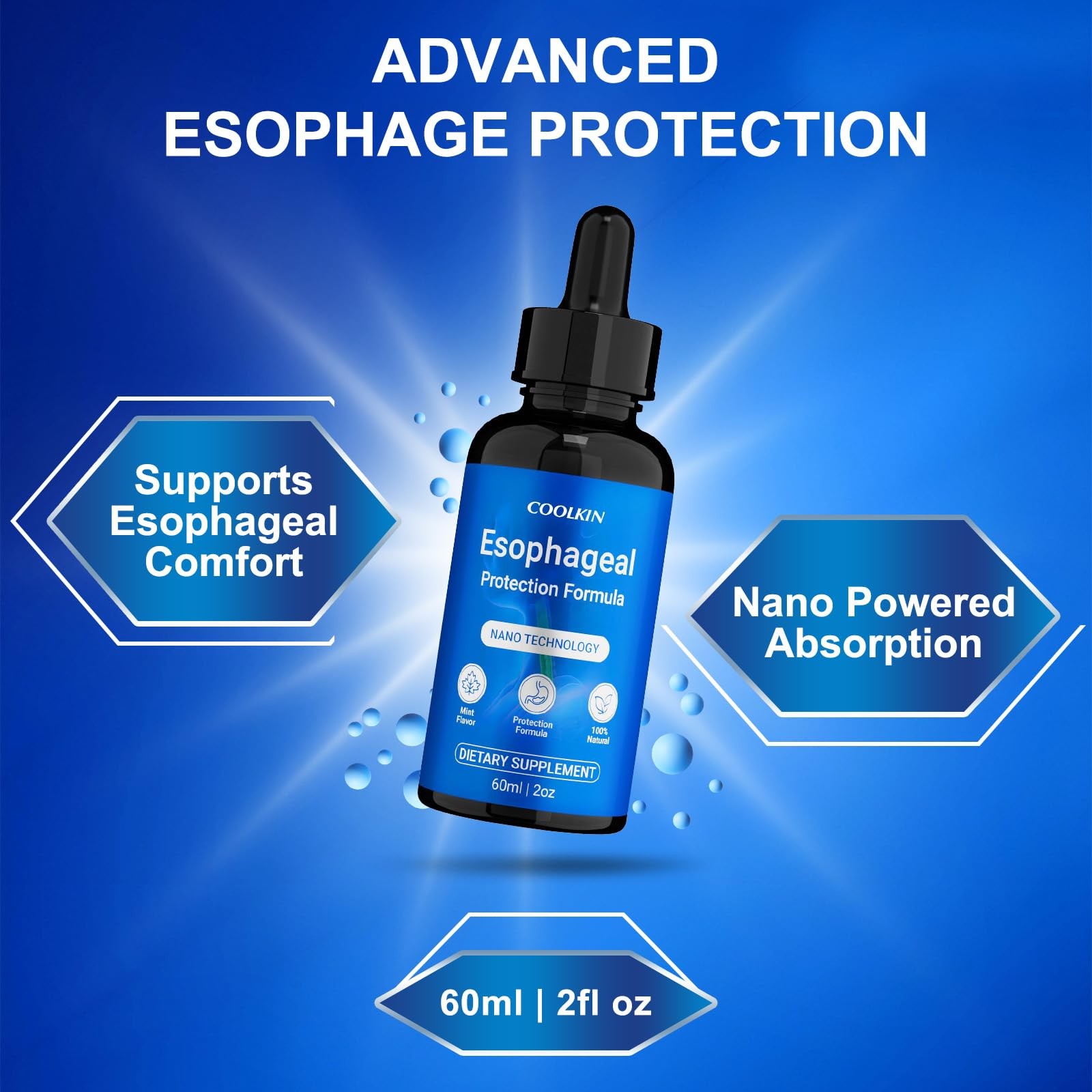 Nano Esophageal Relief Drops Containing Slippery Elm Bark Zinc L Carnosine L 1