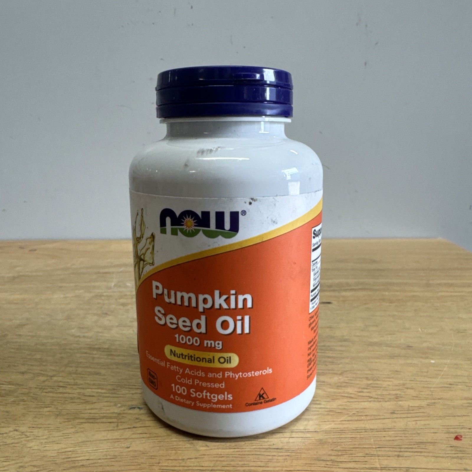 Pumpkin Seed Oil 1000mg Phytosterols 100gels Now Foods 2000mg per 2 Caps