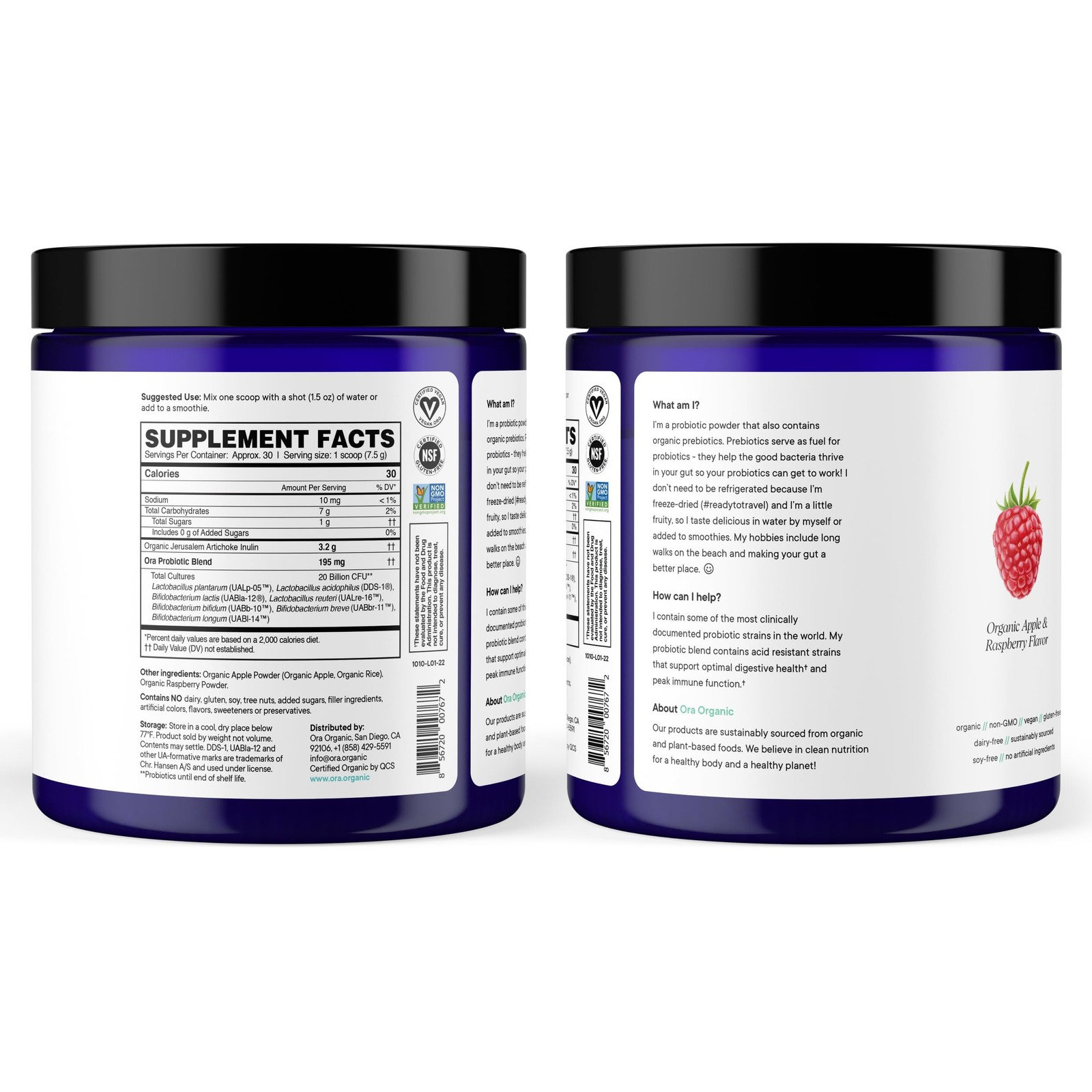 Prebiotic + probiotic powder 20B CFU 6 strains apple raspberry 30 svgs