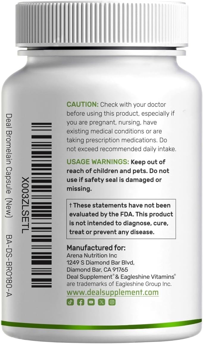 Bromelain Supplement 2000mg | Digestive Enzyme Support | 240 Capsules | Non-GMO