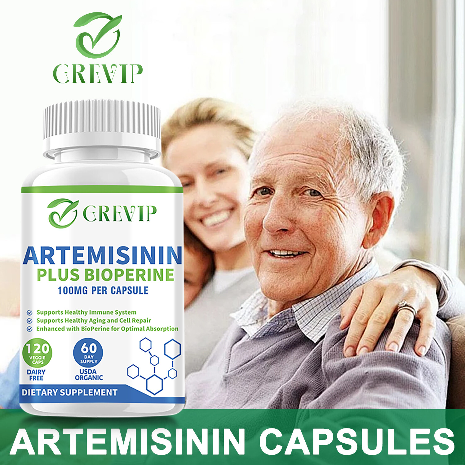 120pcs Artemisinin 100mg-Sweet Wormwood,BioPerine-Gut Health,NON-GMO,Gluten-Free