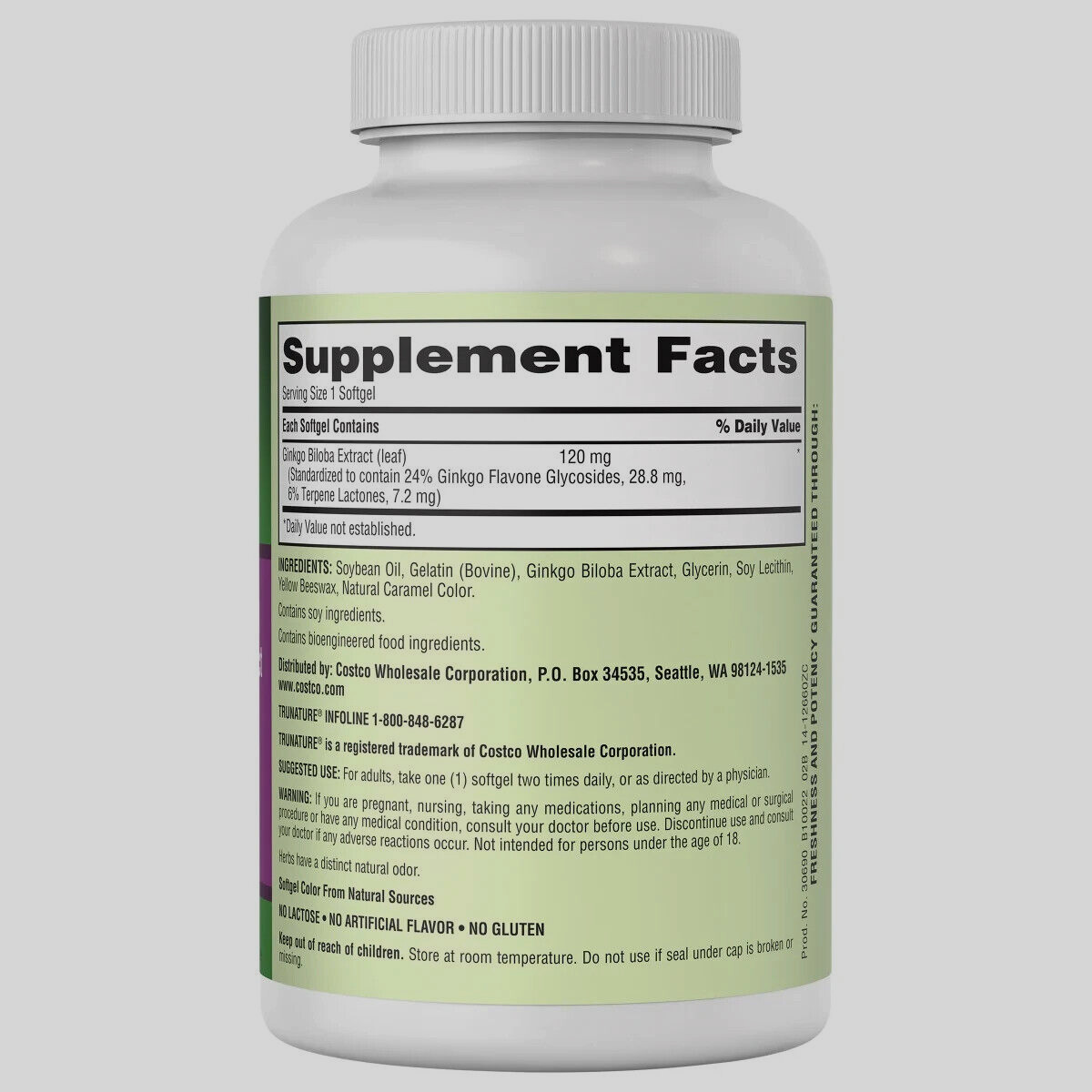 trunature Ginkgo Biloba, 340 Softgels Herbal Extract – FRESH STOCK – EXP 2027