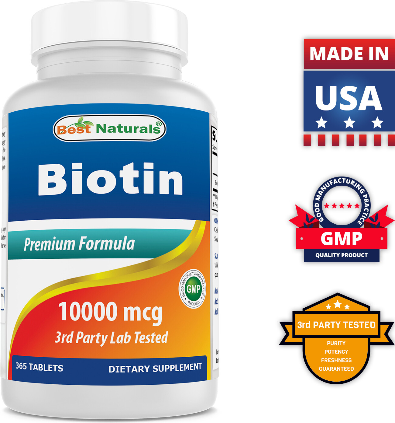 Best Naturals Biotin 10 000 mcg (10mg) 365 Tablets