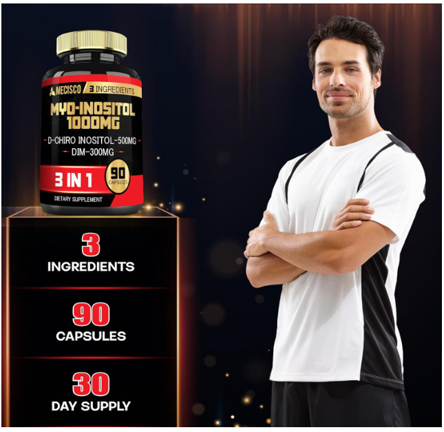 3in1 Myo-Inositol & D-Chiro Inositol Supplement with DIM – 90 Cap – 30 Days 3 PK
