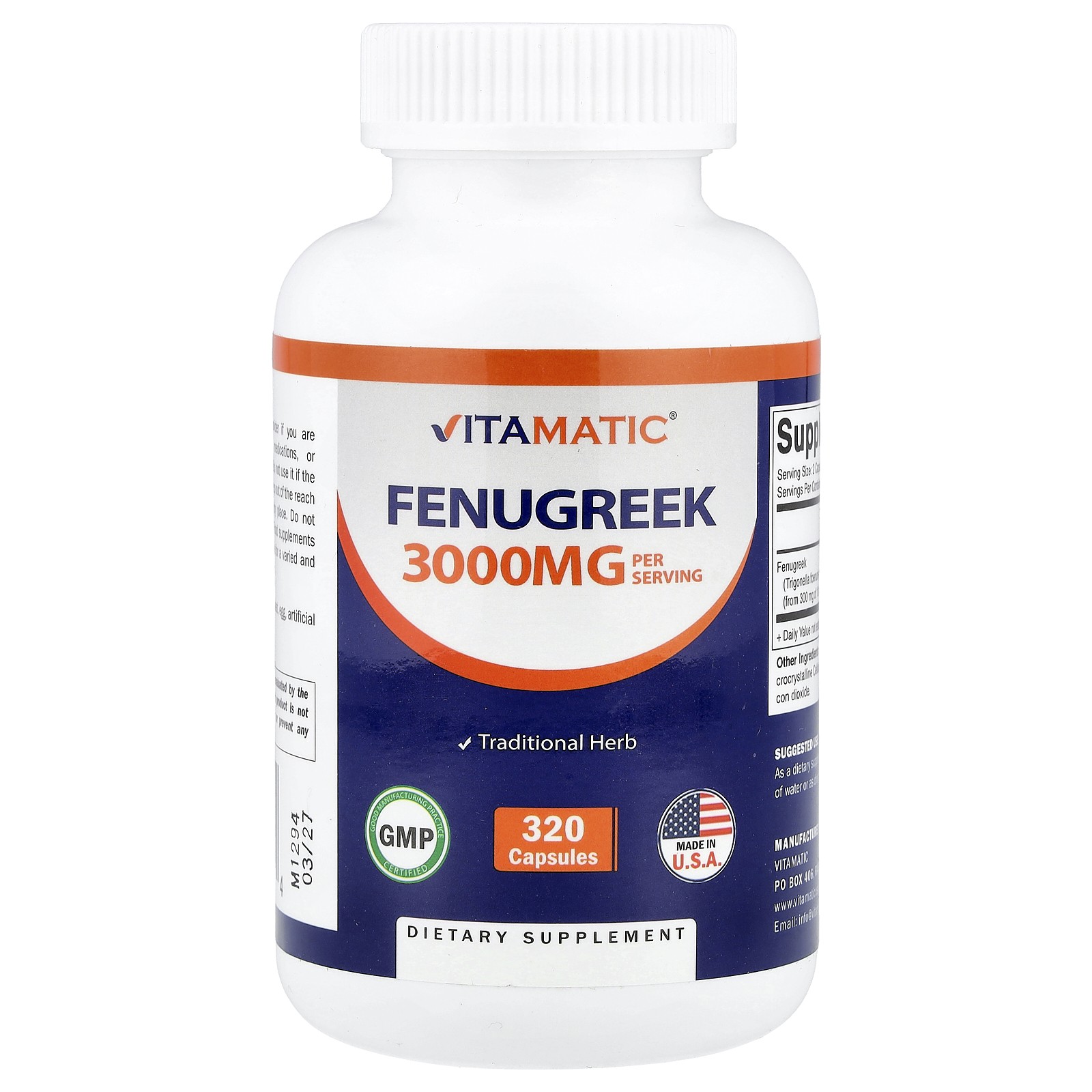 Fenugreek, 320 Capsules (1,500 mg per Capsule)