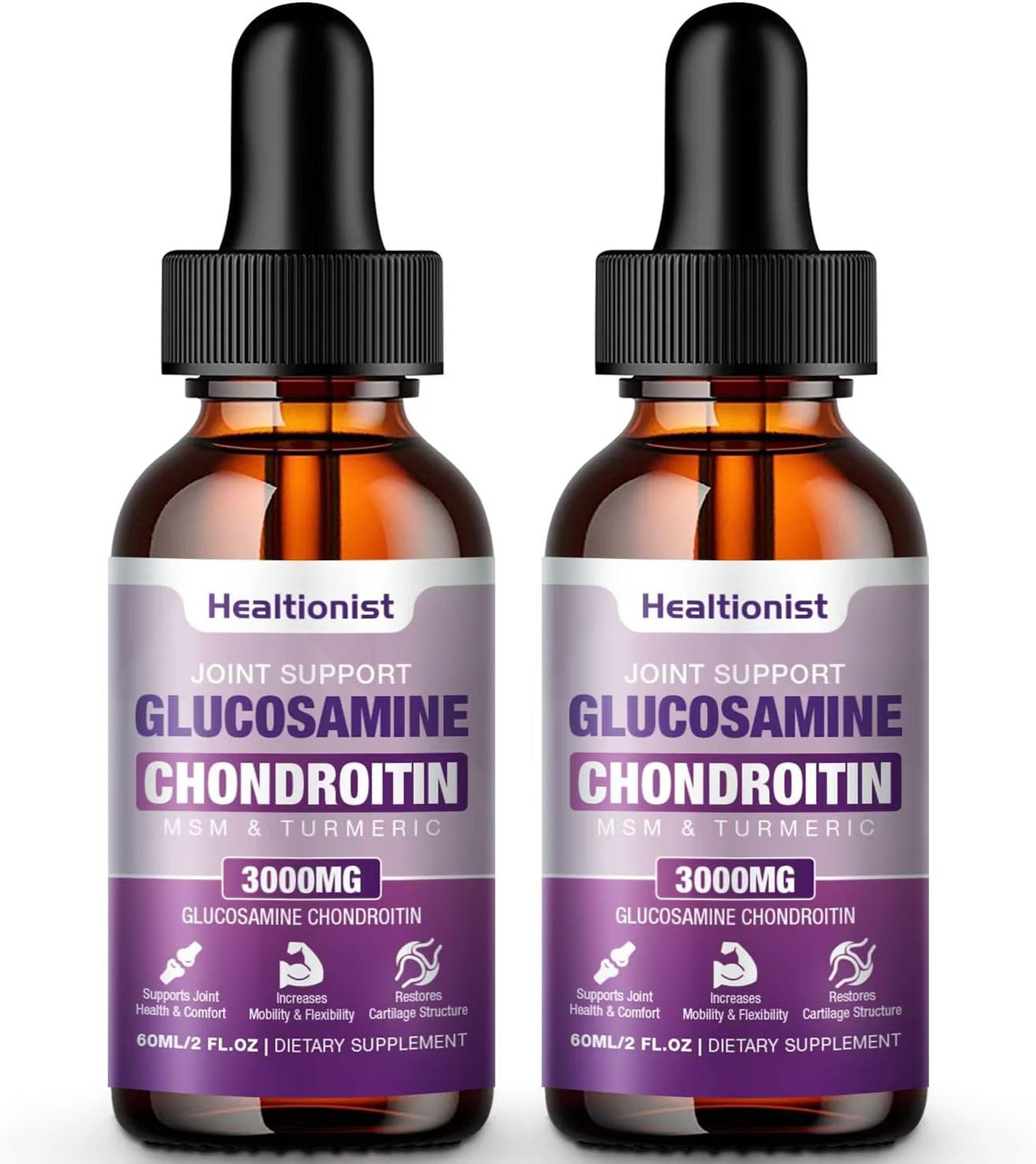 Liquid Joint Support Supplement 2 Pack Glucosamine Chondroitin MSM for Adults