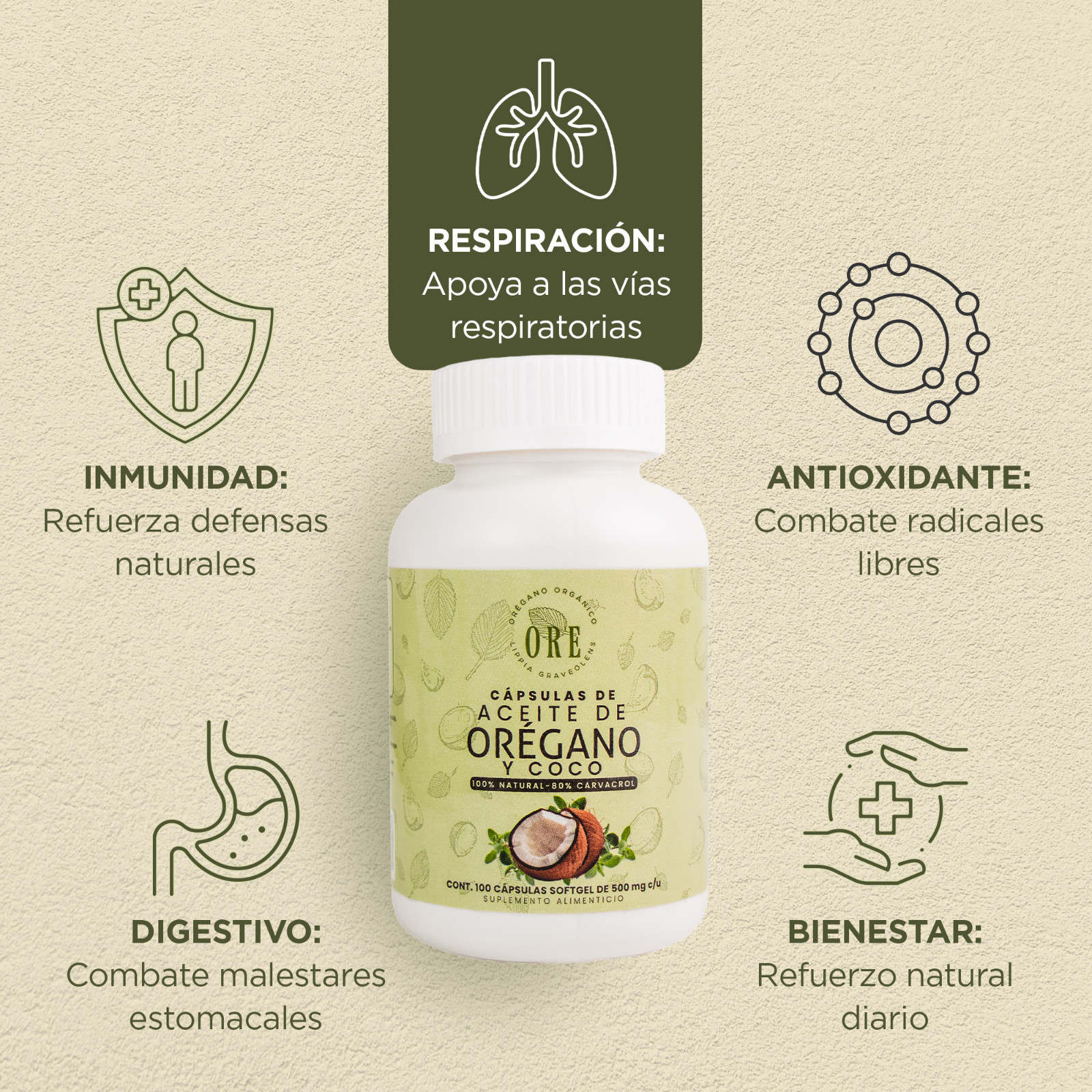 Oregano Oil Capsules with Coconut Oil (100 Count) – 80% Carvacrol by ORE Oregano