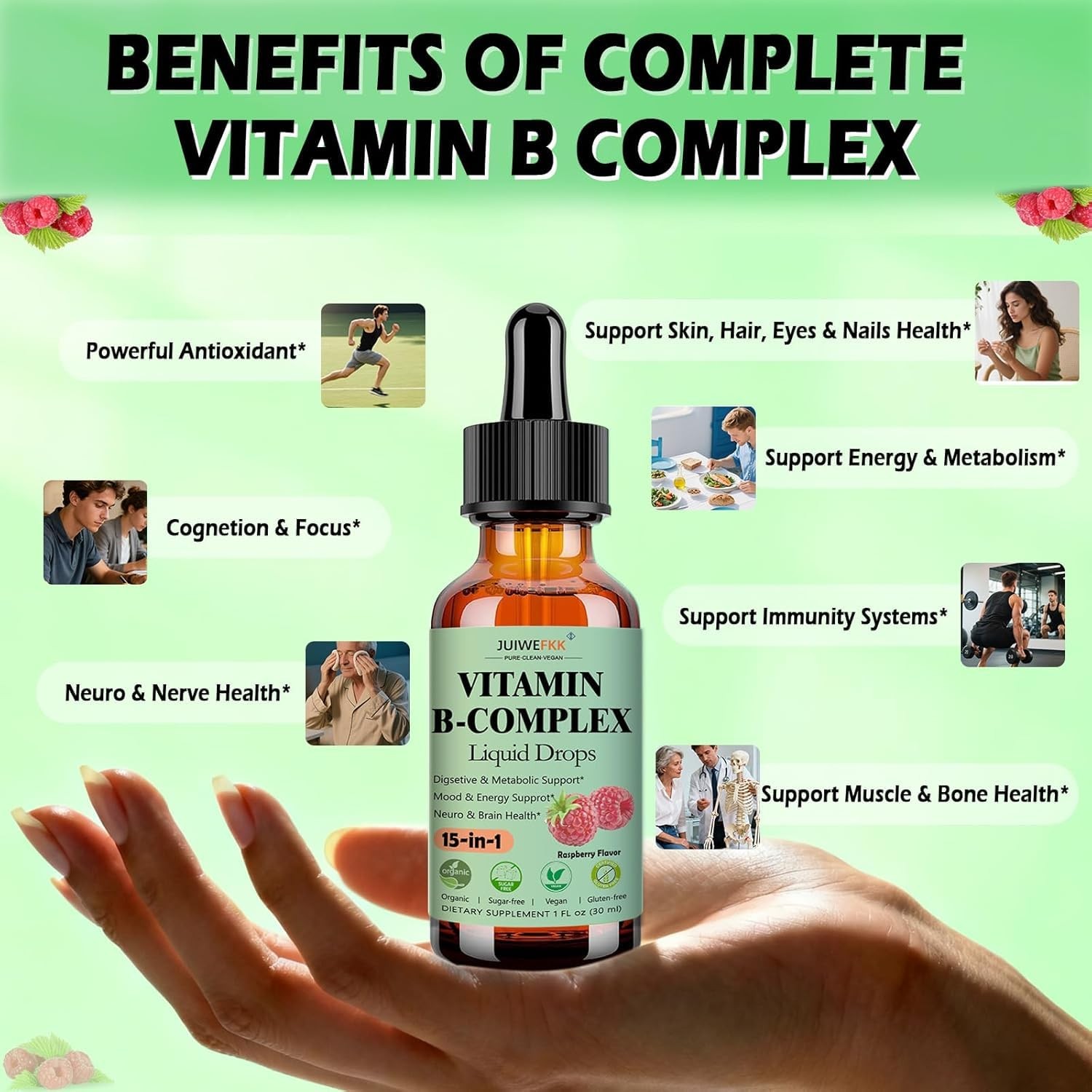 2 Pack Vitamin B Complex Liquid Drops for Women Men & 1 Fl Oz (Pack of 2)