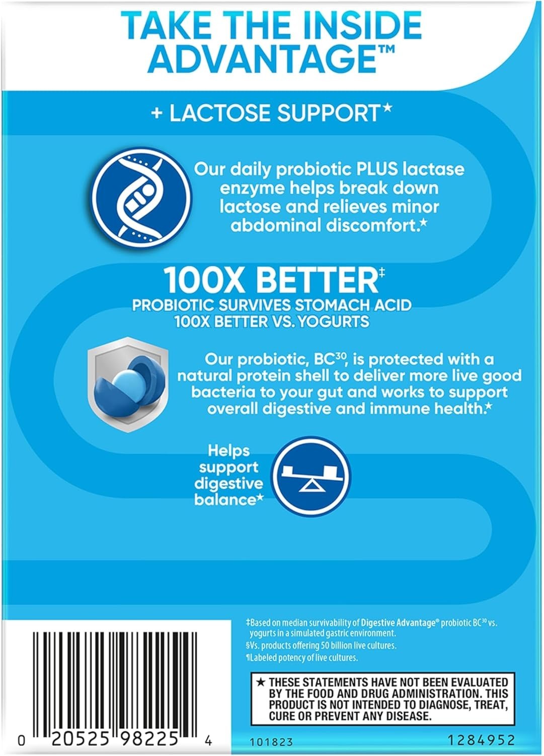 Digestive Advantage Probiotics + Lactase Digestive Enzymes Digestive Health 96CT