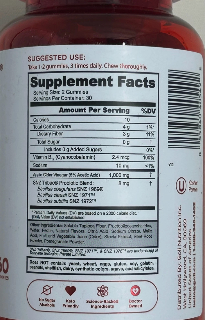 Goli Zero Sugar Apple Cider Vinegar Later NEW Sealed (LOT OF 2).