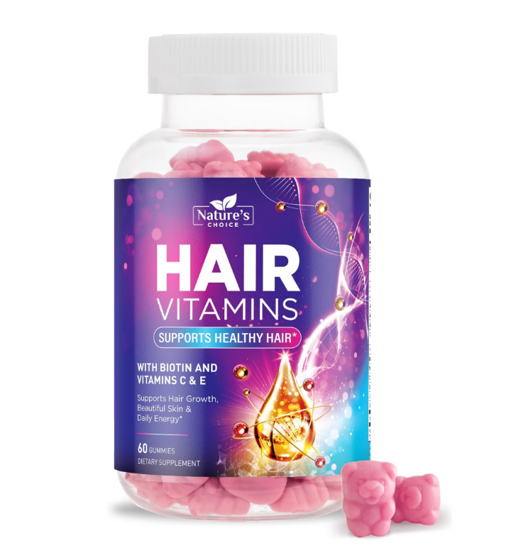 Hair Gummies 5000mcg Biotin Vitamins C & E for Healthy Hair, Skin, & Nails