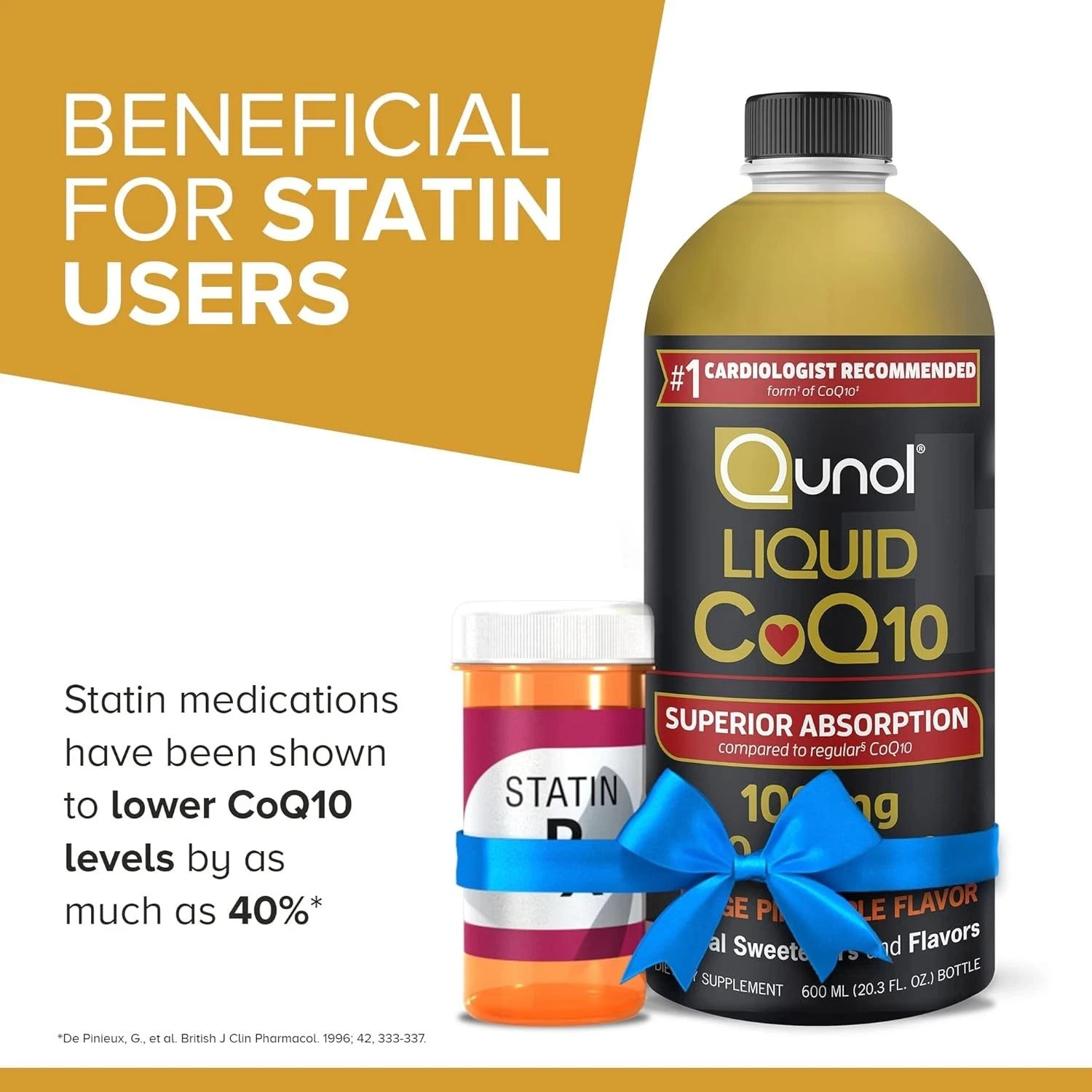 Qunol Liquid CoQ10 100mg Superior Absorption Heart Health 30.4oz 90 Servings