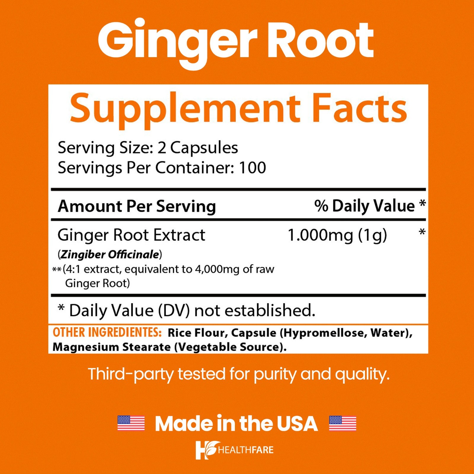 Ginger Root Capsules 4000mg | 200 Pills | Highest Potency Supplement HealthFare