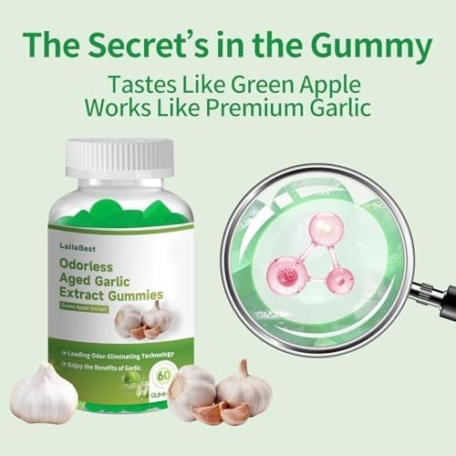 Odorless Aged Garlic Extract Gummies,7500mg Garlic,2 Years Aged Garlic Extract,G