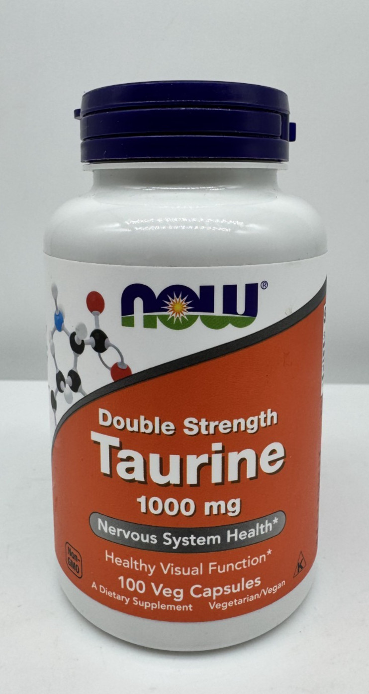 NOW FOODS Taurine Double Strength 1000 mg 100 Veg Capsules Exp 4/2029