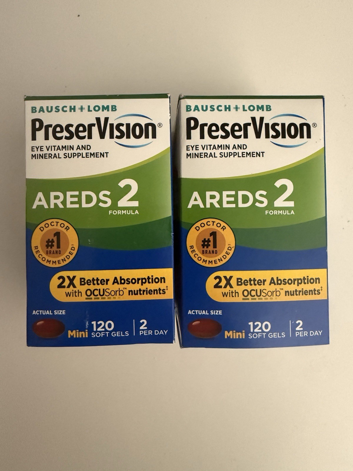 2 BOXES Bausch+Lomb PreserVision AREDS 2 Formula 240 Softgels Total Exp 6/2027+