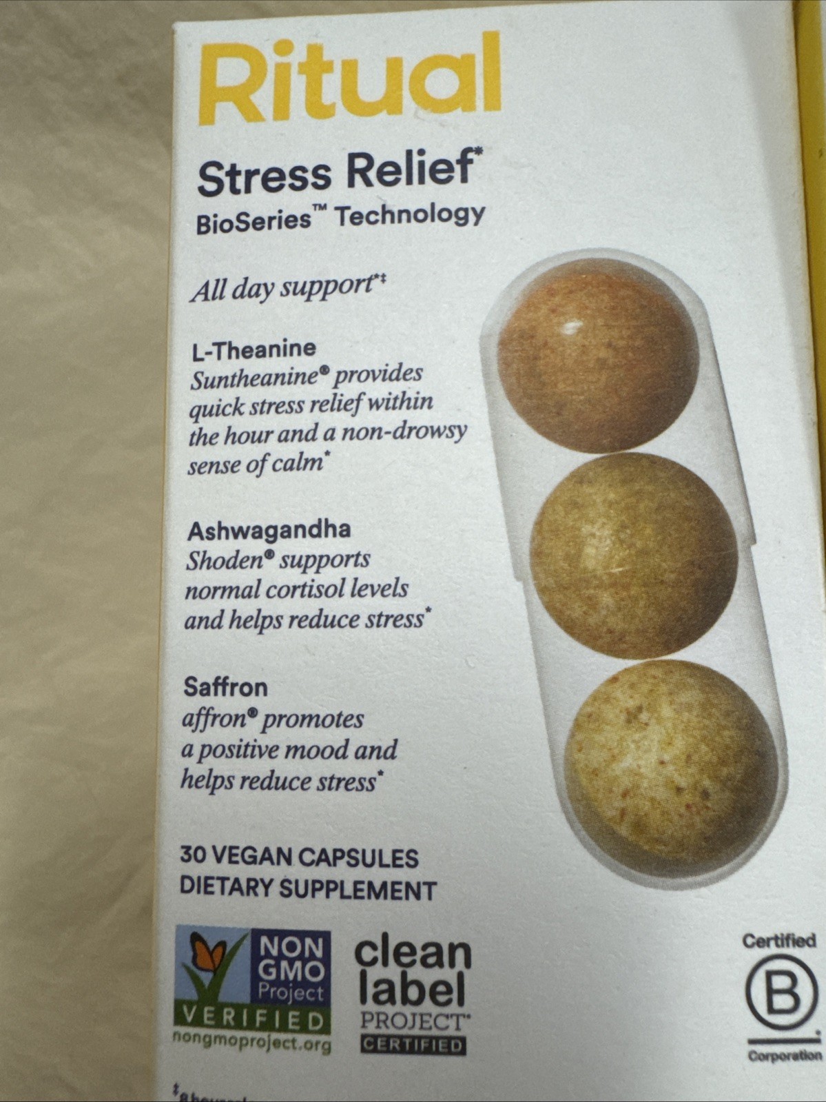 Ritual Vitamins For Stress Relief 3 boxes, 90 Capsules Total