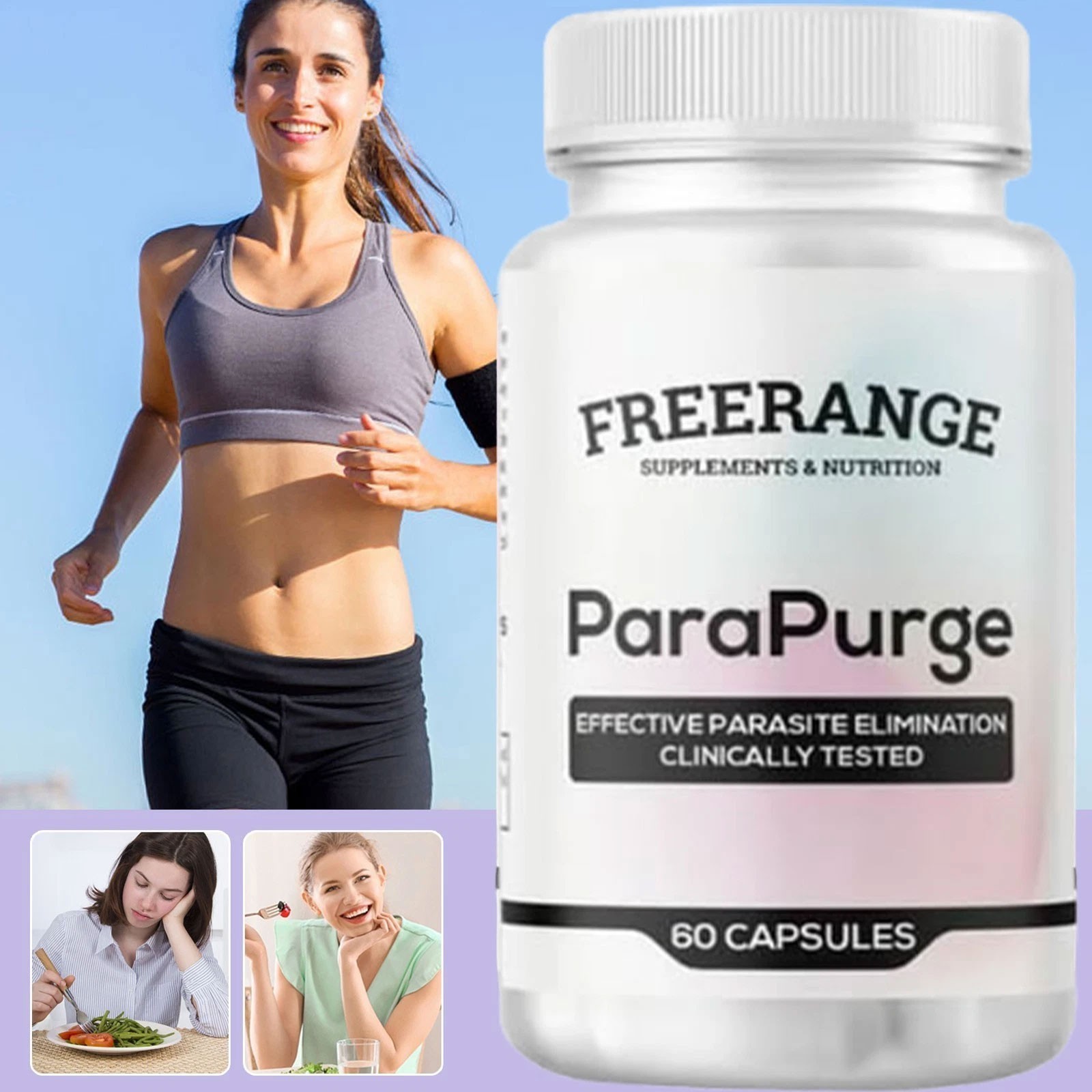 3 Pcs FreeRange ParaPurge Advanced Parasite Cleanser 180 Capsules Para Purge