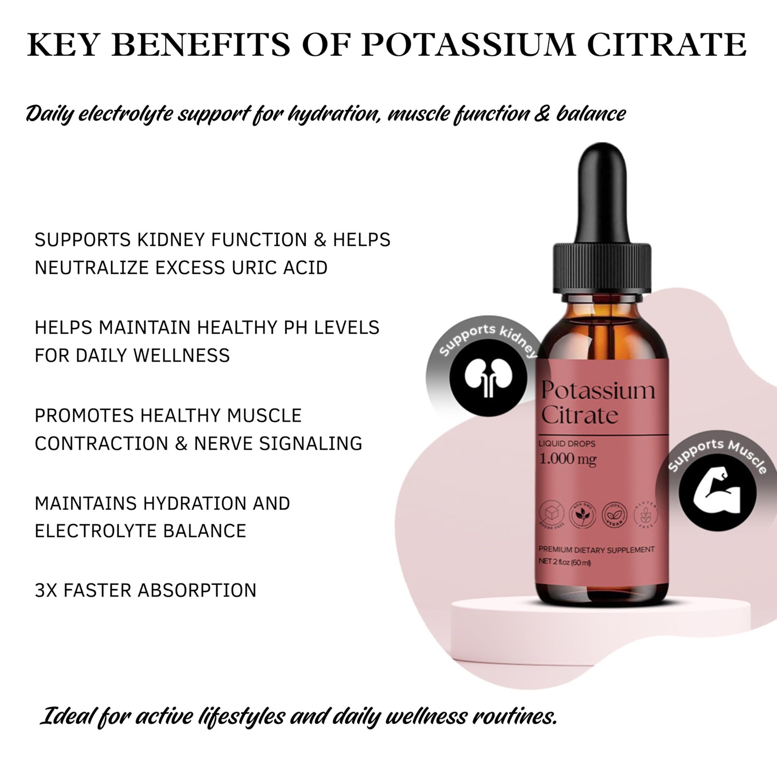 DLS Potassium Citrate Liquid & High Supplement 2 Fl Oz (Pack of 1)