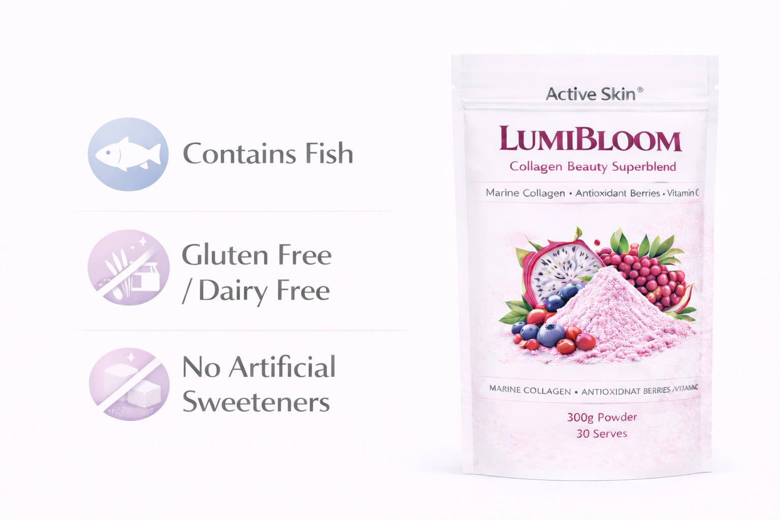 Collagen Beauty Blend Powder Marine Antioxidants Skin Elasticity
