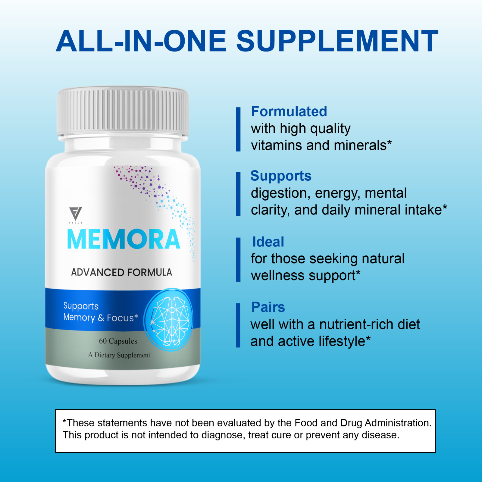 (3 Pack) Memora Memory & Focus, Mem Ora Advanced Supplement (180 Capsules)