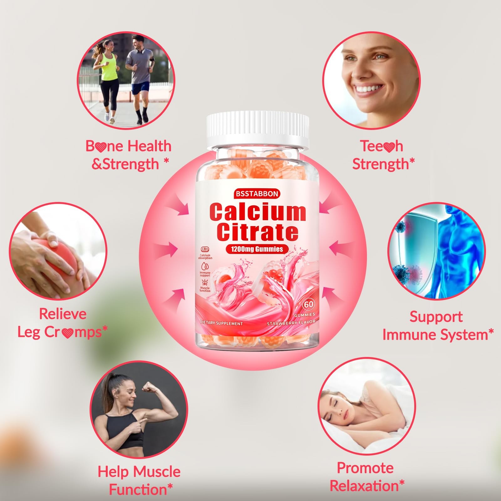 Calcium Citrate Supplement Gummies for Adult: Women & Men Sugar Free 1200 mg …