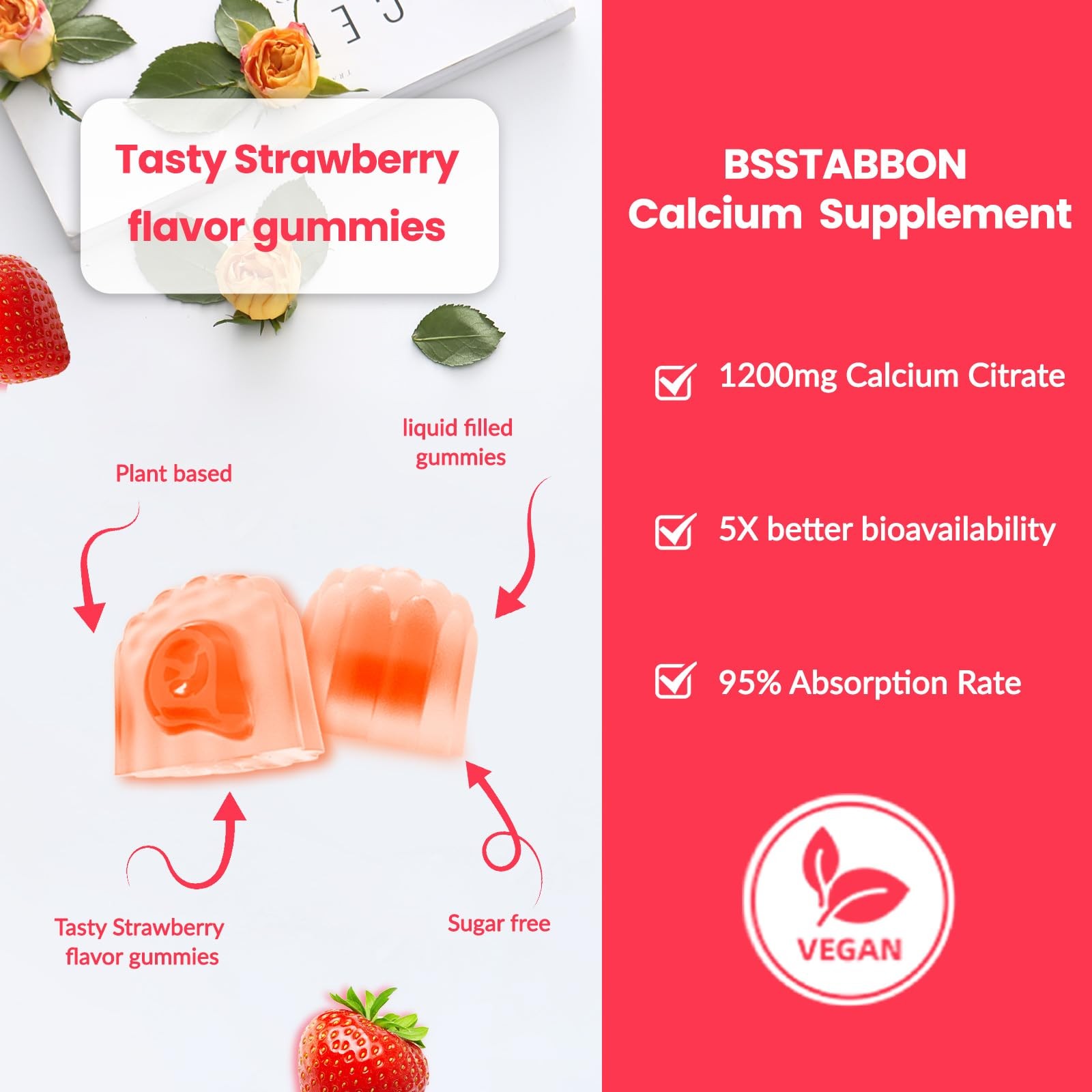 Calcium Citrate Supplement Gummies for Adult: Women & Men Sugar Free 1200 mg …