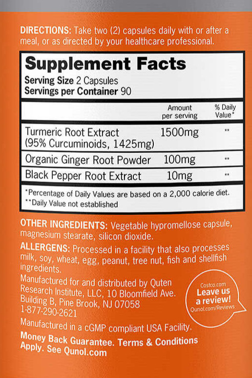 FREE SHIPPING – Qunol Turmeric 1,500 mg., 180 Capsules