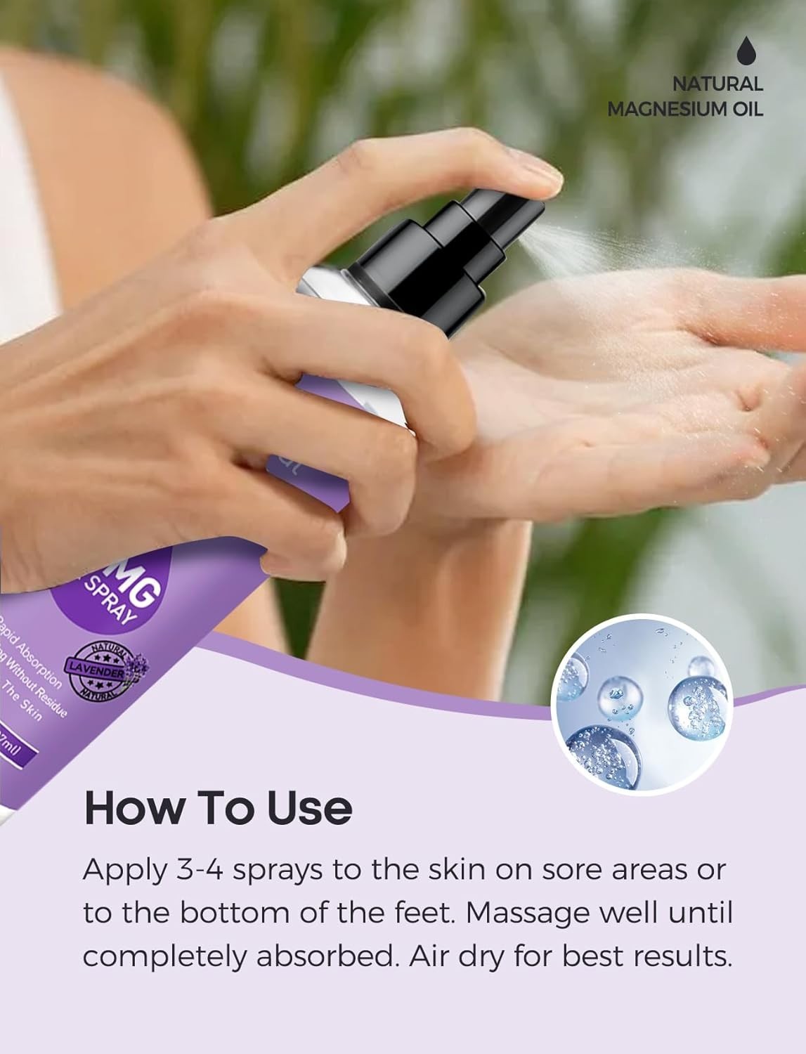 Aceite de Magnesio Spray Corporal Relajación Muscular Sueño Profundo Premium