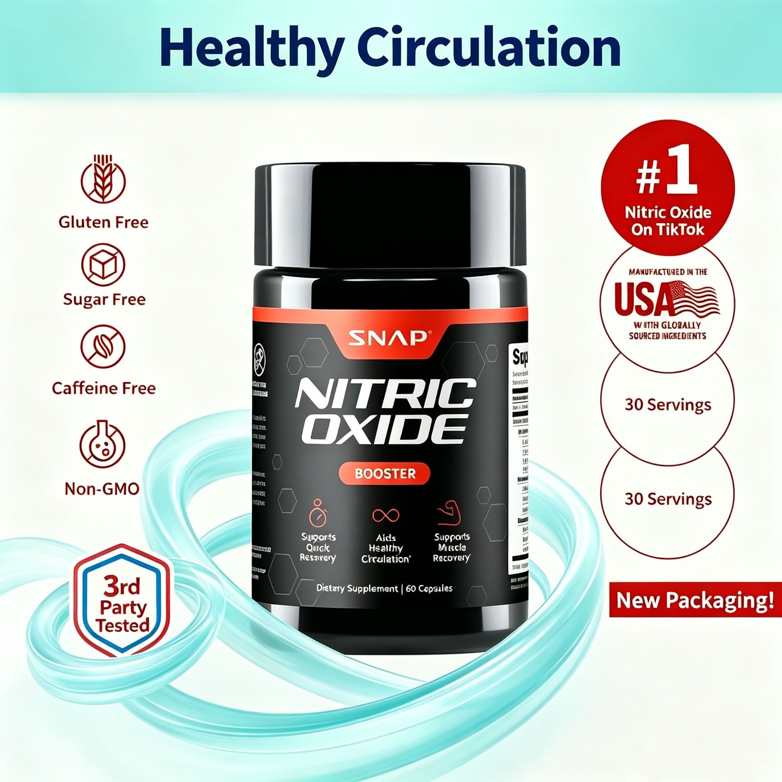 60ct Blood Circulation Support L-Arginine Citrulline Heart Health Flow Aid