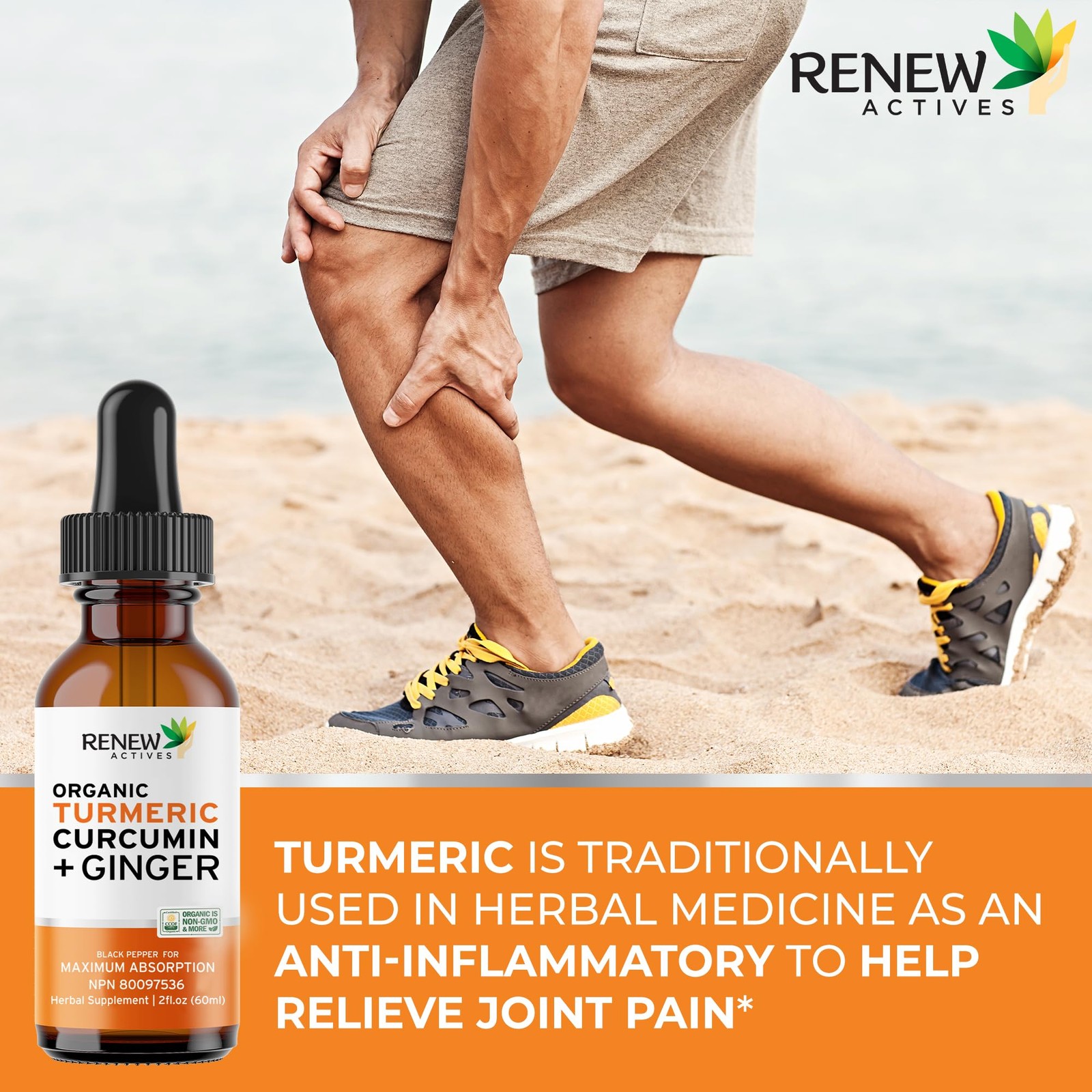 Renew Actives Turmeric Liquid Extract Ginger & Lemon Oil Renew Turmeric