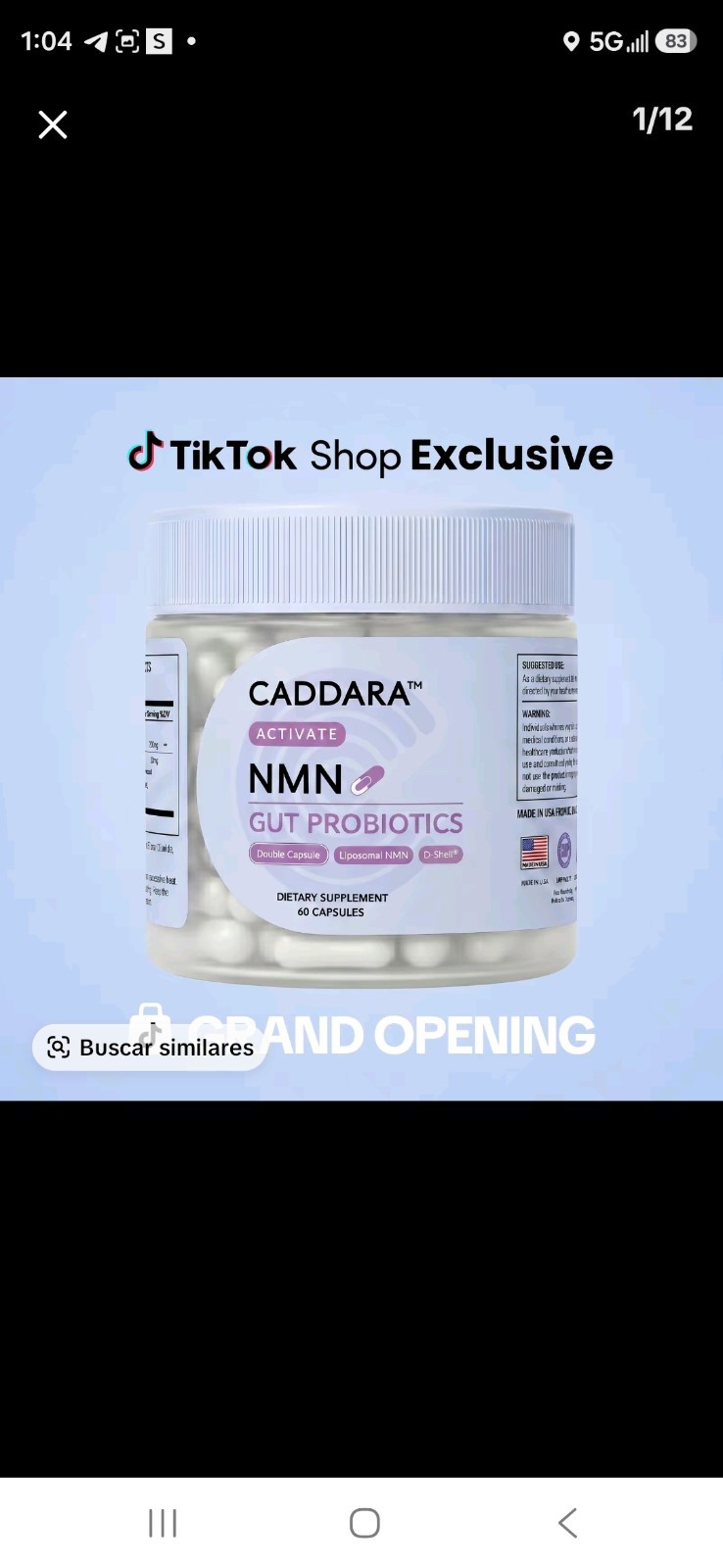 Cápsulas Caddara Activate Liposomal NMN 300 mg y probióticos , cápsula doble
