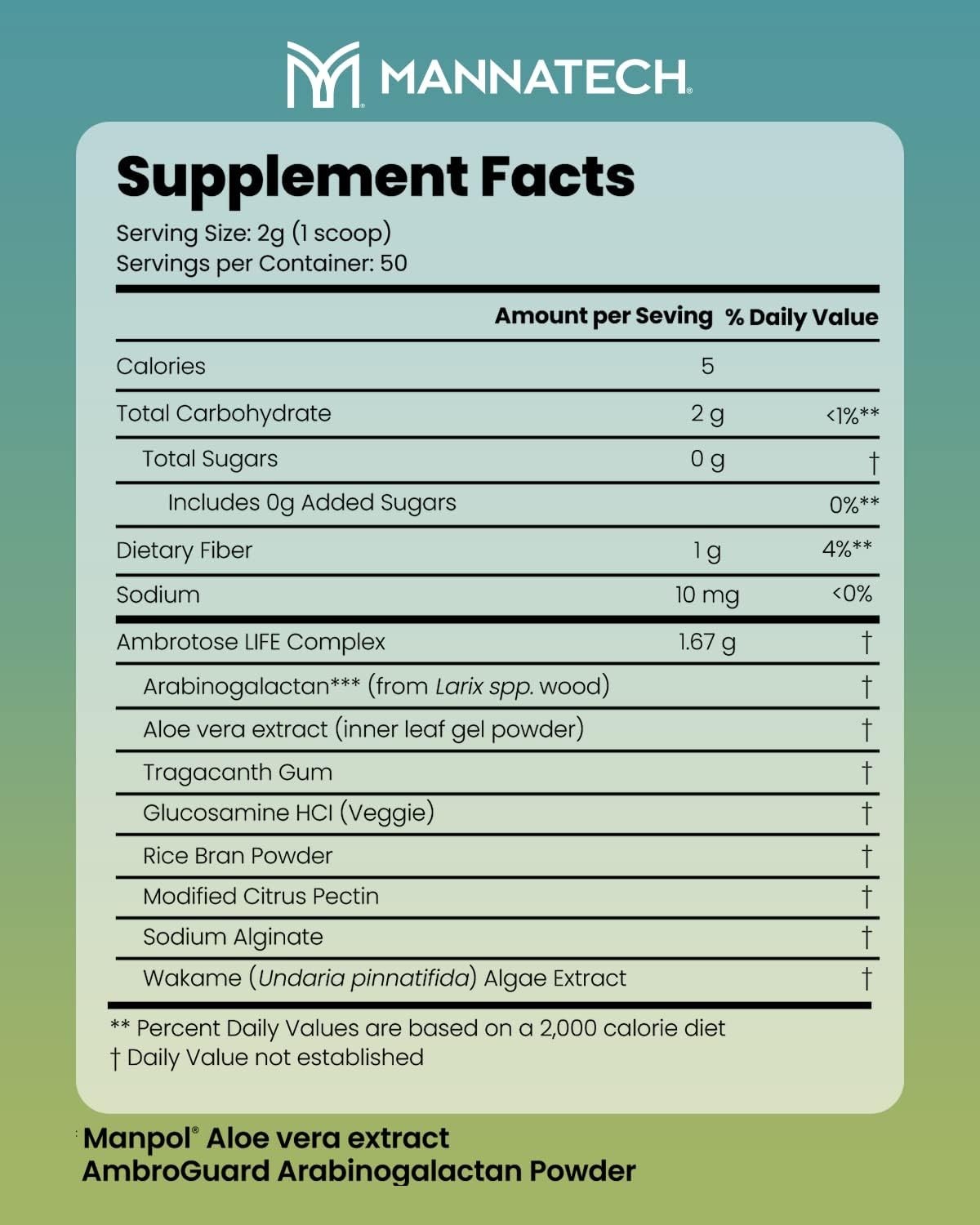 Mannatech Ambrotose Life 100g Immune Support Dietary Supplement Powder