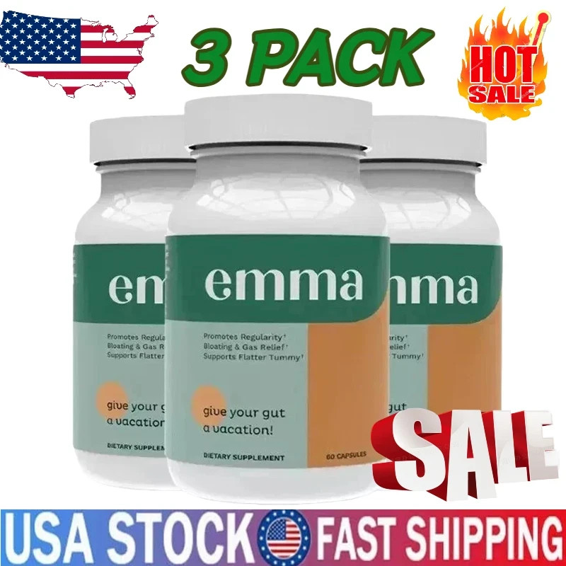 3 Pack Emma Gut Health Supplement 180 Capsules for Bloating Relief & Leaky Gut
