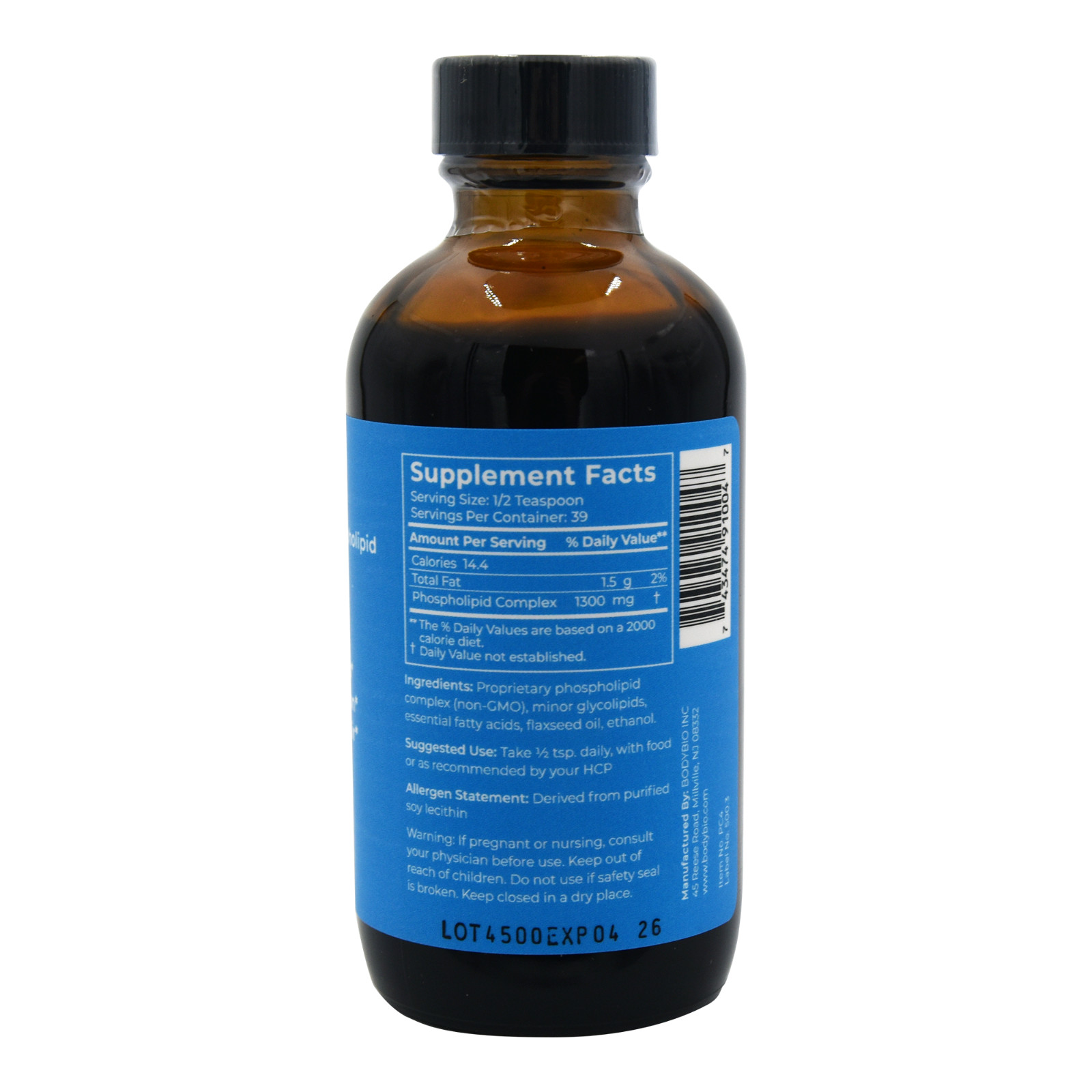 BodyBio Phosphatidylcholine For Mental Focus, Brain Function, Celluar Repair 4oz
