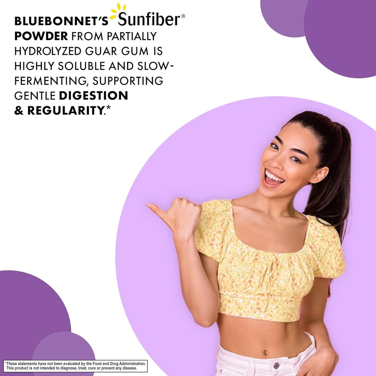 Bluebonnet Sunfiber Prebiotic Soluble Fiber 7.4 Oz Powder, Whole Food Based