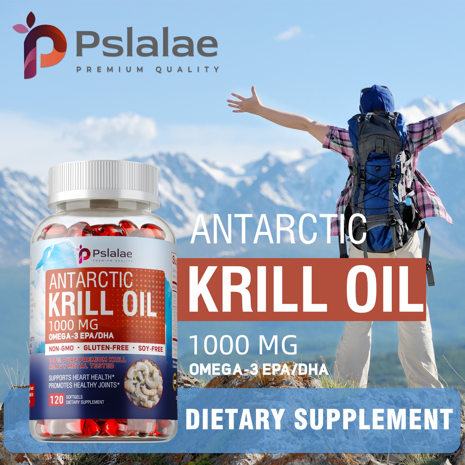 Antarctic Krill Oil 1000mg -with Omega-3 EPA, DHA, Astaxanthin and Phospholipids