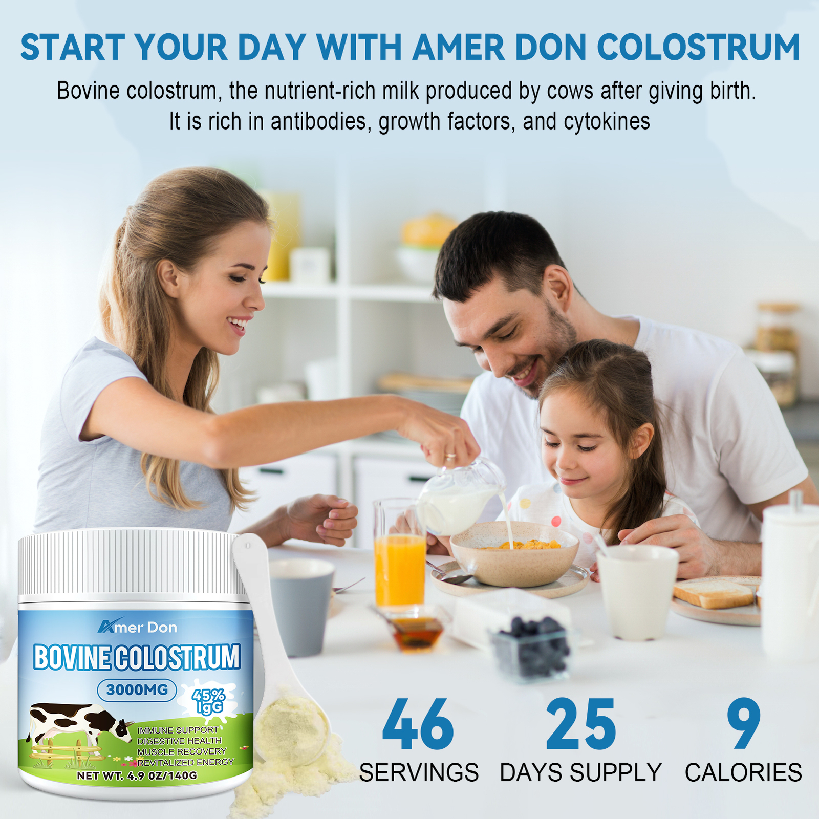 Bovine Colostrum Powder – 45% IgG Highly Concentrated Pure Bovine Grass Fed