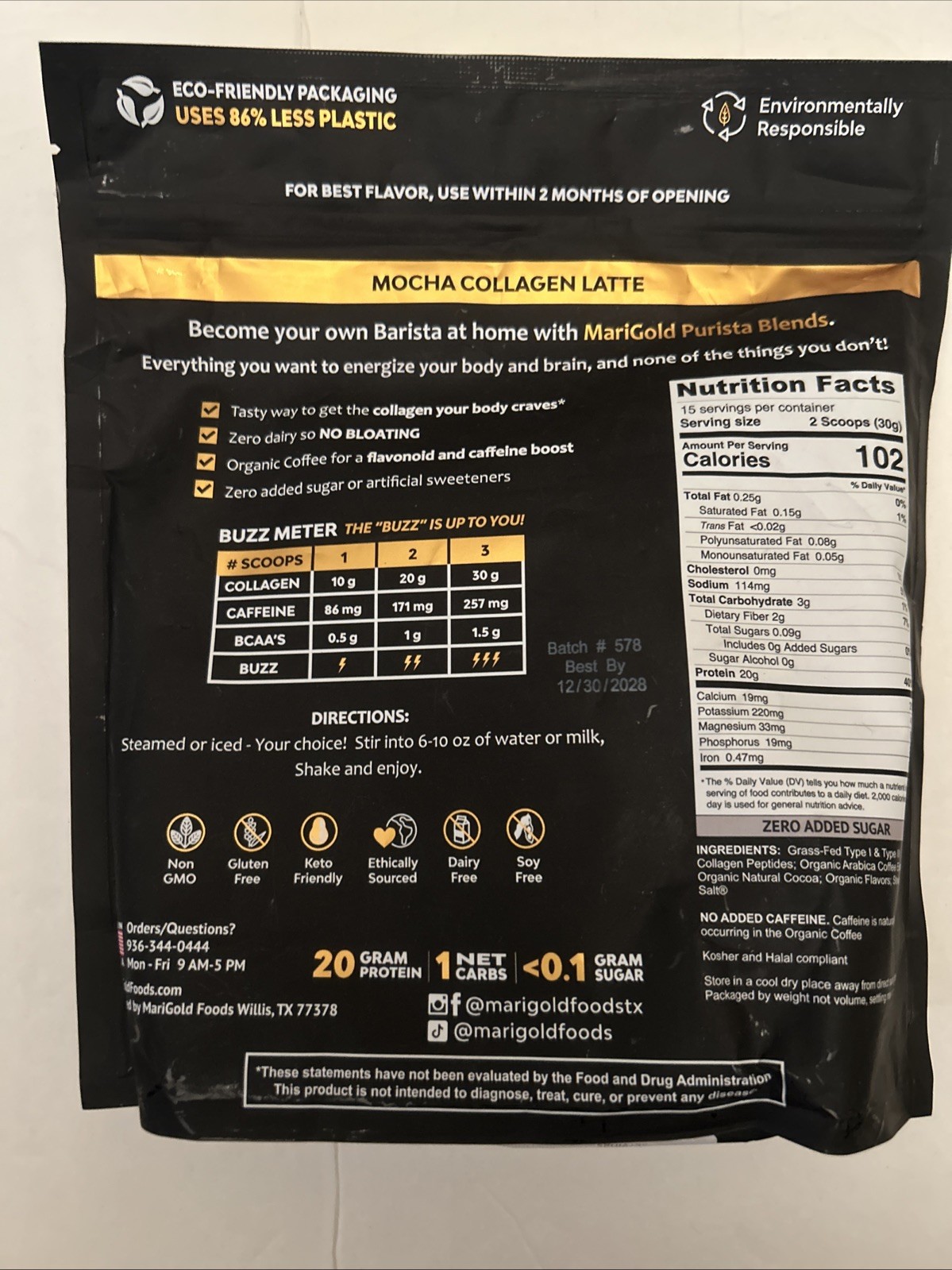 MariGold High Protein Collagen Coffee – Vanilla Collagen Latte EXP 12/2028
