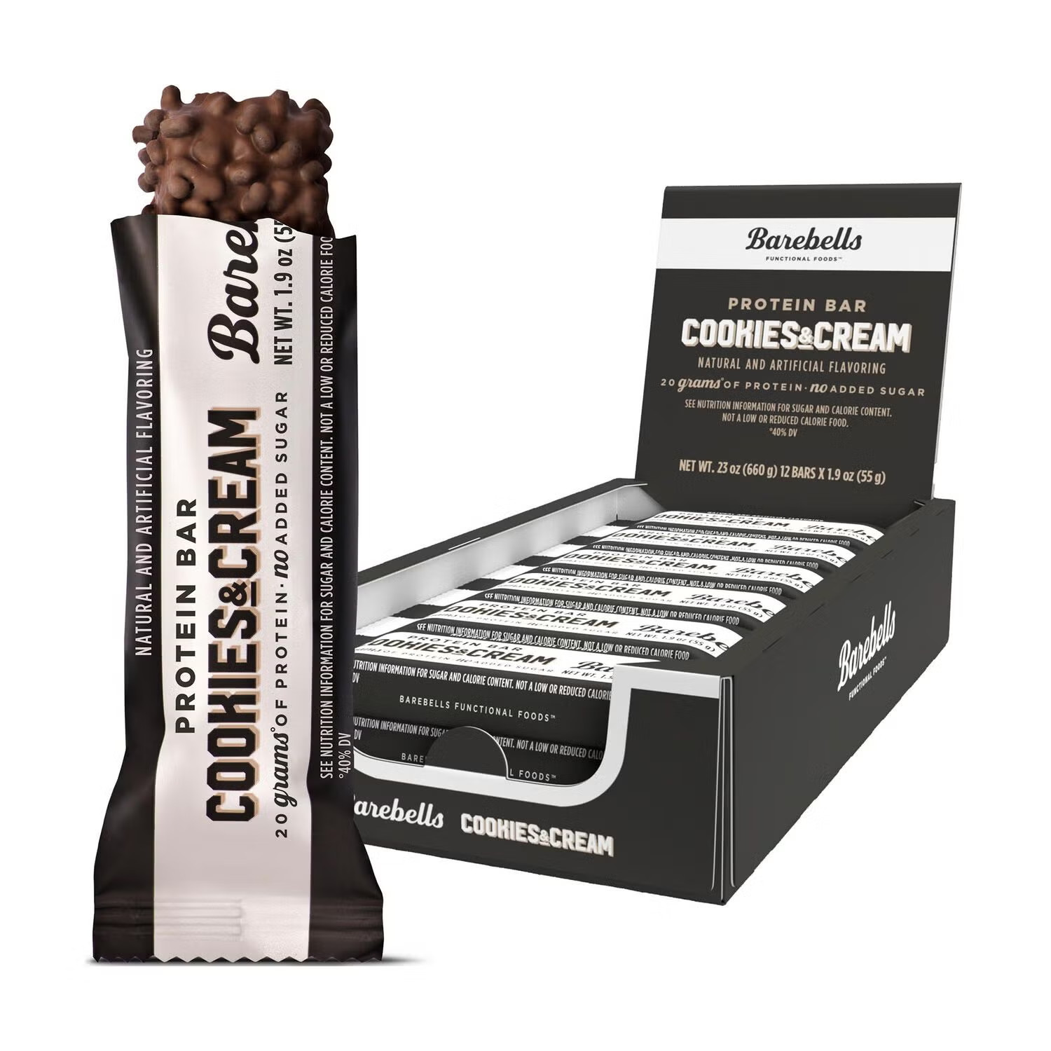 Barebells Protein Bar Cookies and Cream No Added Sugar Healthy 12 Bars NEW