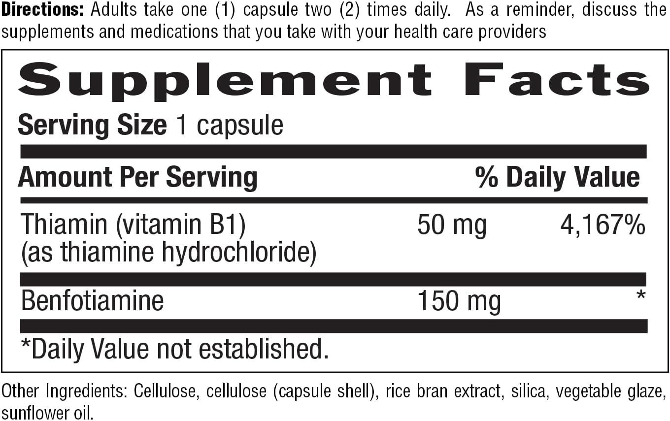 Benfotiamine with Thiamin Capsules – Nerve Health & 150mg Energy Support