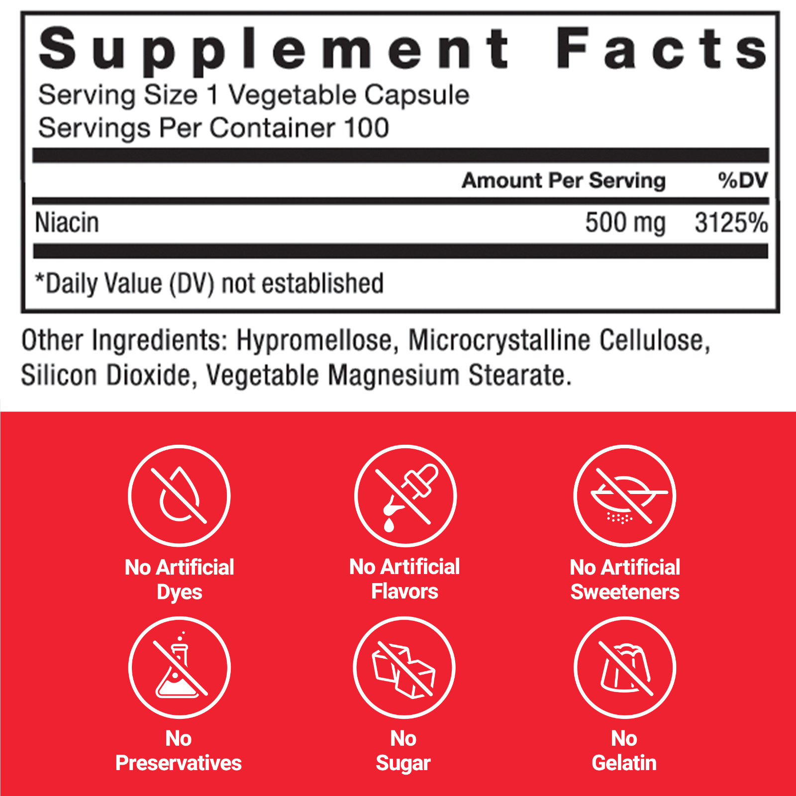 Force Factor, Niacin, 500 mg, 100 Vegetable Capsules