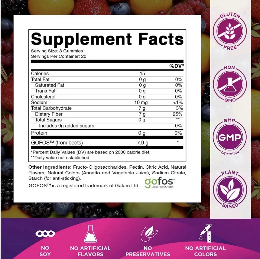 (2 Pack) Fiber Gummies, Natural Blackberry, Peach, & Strawberry, 120 Exp 01/27